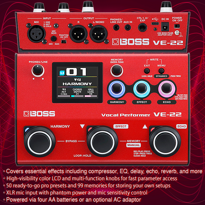 Boss's brand new VE-22 Vocal Performer Effects Processor massively improves on 2009's VE-20