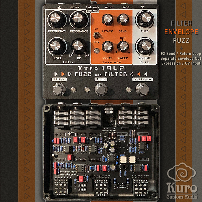 Kuro Custom Audio unleashes the magnificent 4-in-1 19 42 Fuzz + Filter + Envelope + FX Loop