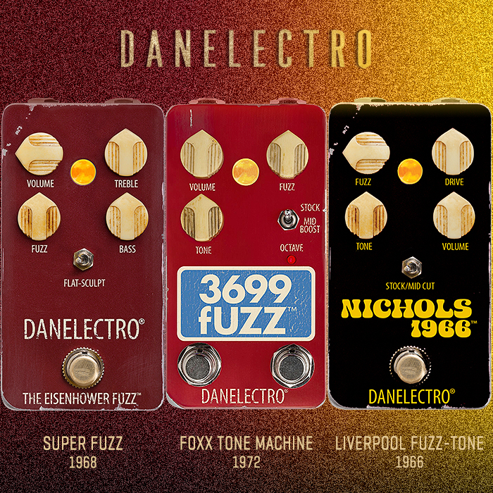 Daneletro completes its Vintage Fuzz Trifecta with its Nichols 1966 take on the Liverpool Fuzz-Tone