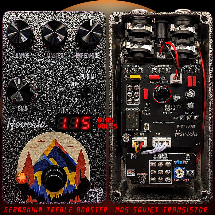 Drunk Beaver's Hoverla is a fantastic sounding Vintage NOS Germanium Transistor Treble Booster with some really cool modern features