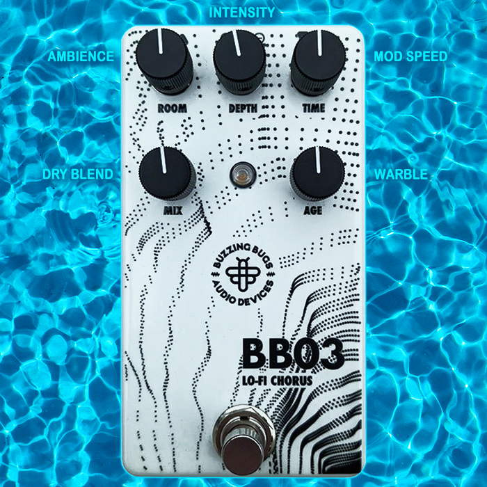 Buzzing Bugs' BB03 Lo-Fi Chorus is a proper ambience chameleon - covering classic Chorus and Vibrato, as well as more tastefully mangled Lo-Fi and Ambient tones
