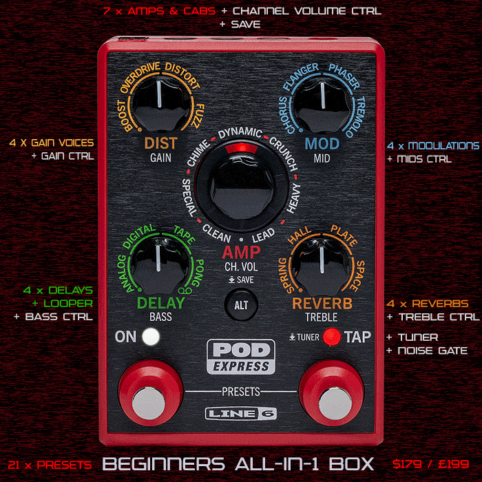 Line 6 releases ingenious 'My First Fisher-Price' style Beginners All-in-1 Multi-FX Box - the POD Express