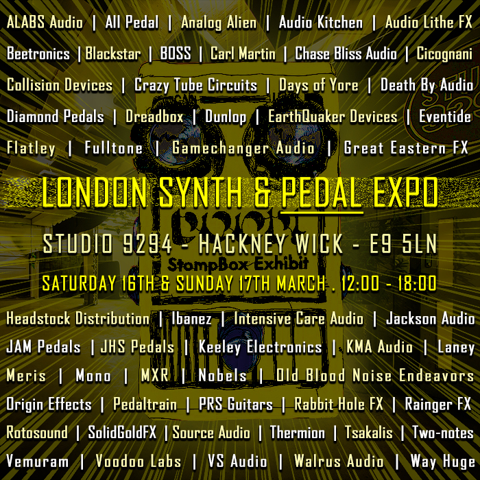 Delicious Audio's London Synth & Pedal Expo takes place tomorrow and Sunday at Studio 9294, Hackney Wick, E9 5LN