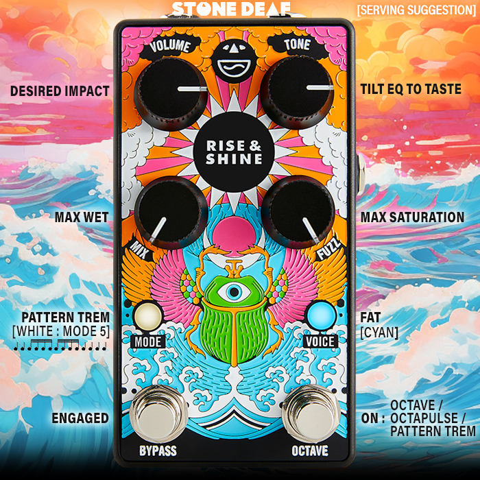 Stone Deaf FX's Rise & Shine Octapulse Octave Fuzz is the perfect marriage of Vintage Sounds and Modern Technology and Construction