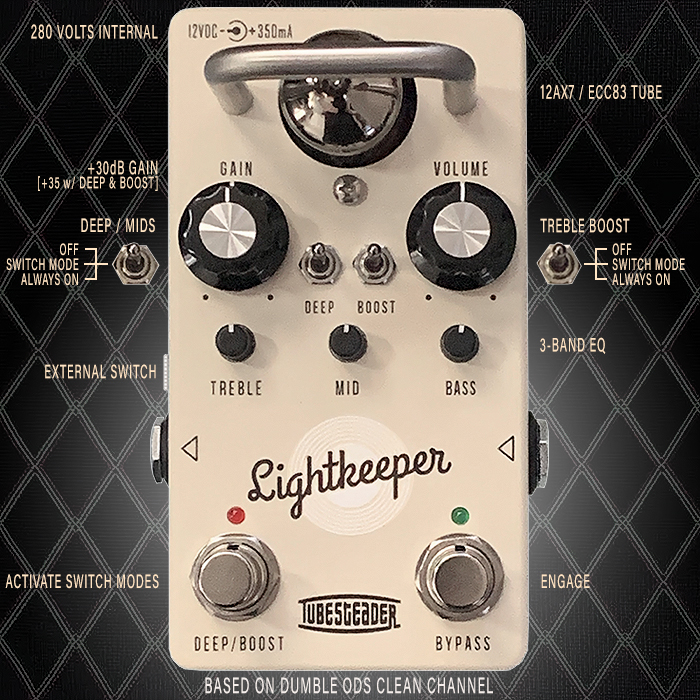 Tubesteader's Lightkeeper V2 Tube Preamp delivers the most beautiful Dumble-style Harmonic textures across 35 decibels of immaculately calibrated gain breakup
