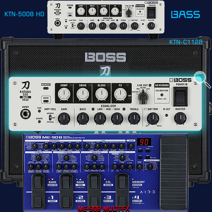 Boss unleashes a Bass Edition of its Killer ME-90 Multi-FX pedal alongside a potent new Katana 500 Watt Bass Head with matching C112B Cab