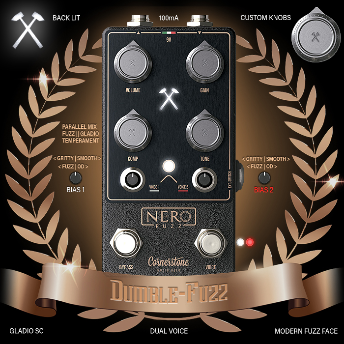 Cornerstone's new Nero Dumble-Fuzz is a brilliantly nuanced take on a classic vintage fuzz, packed with smart design details and features - inside and out!