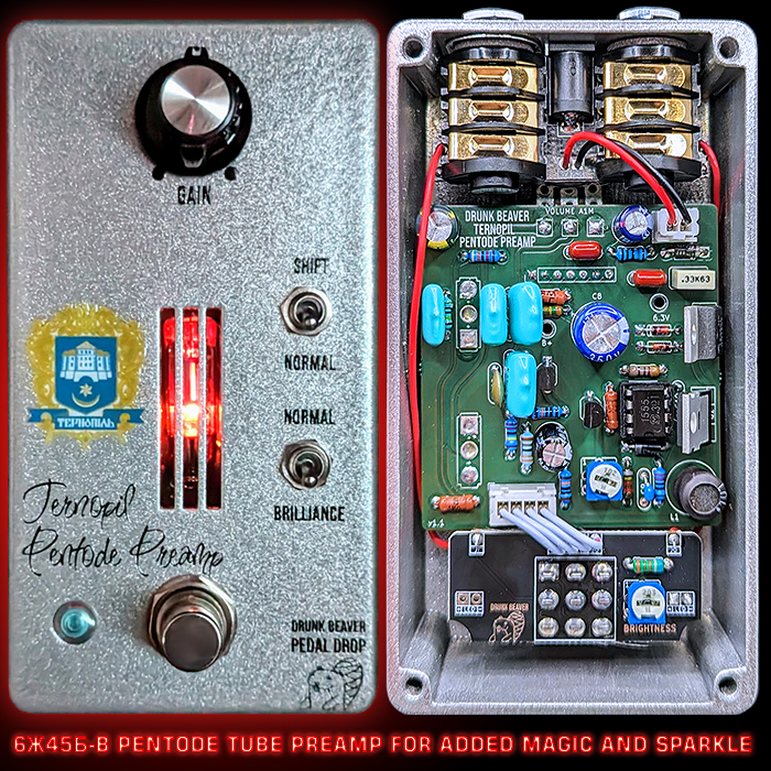 Drunk Beaver's 20th Pedal Drop is the suitably impressive Ternopil Pentode Preamp Tone Enhancer