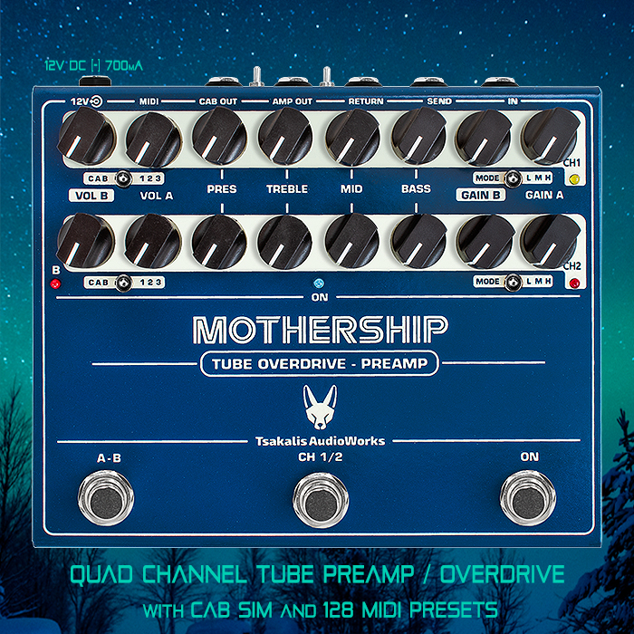 Tsakalis AudioWorks unleashes Mothership Quad Channel Tube Preamp with Cabinet Simulation and MIDI Control