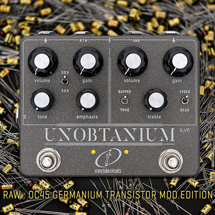 Crazy Tube Circuits rolls out an even more 'Unobtanium' RAW Colourway Edition of its Dual Channel Klon and Dumble pedal - now with special rare Germanium OC45 Transistor Mod