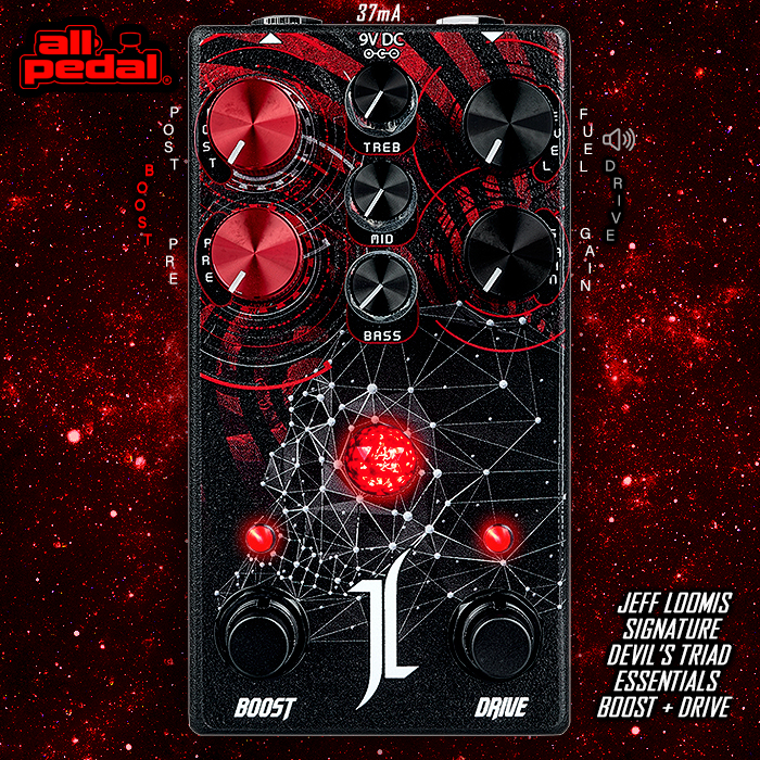 All-Pedal strips out and improves the Boost and Drive sections from the original larger format Jeff Loomis Signature Devil's Triad Pedal - here in Essentials Edition