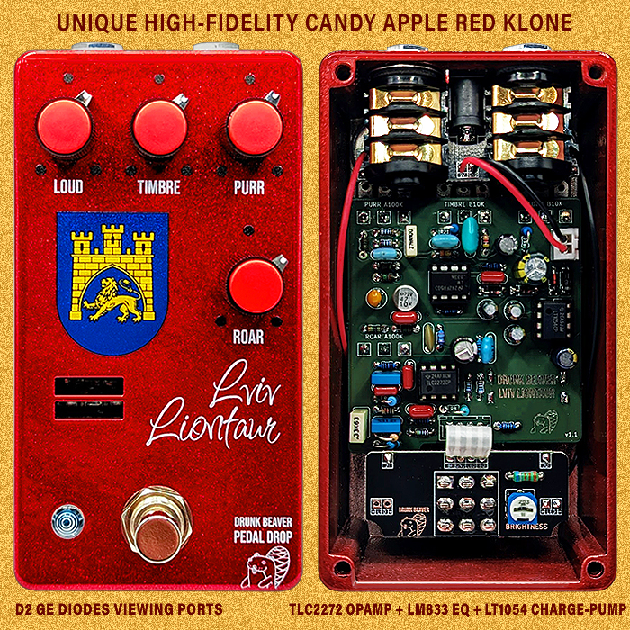 Drunk Beaver's Pedal Drop #21 is a unique high-fidelity candy apple red Klone - the Lviv Liontaur