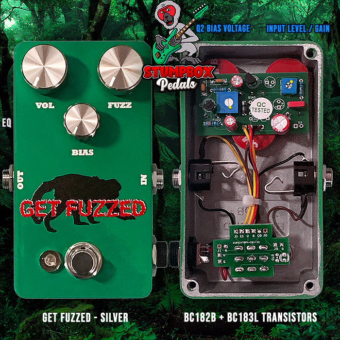 Stumpbox Pedals' Get Fuzzed Silver Knob Edition delivers a beautifully harmonically rich and warm near Germanium style output from a smartly calibrated Silicon Circuit