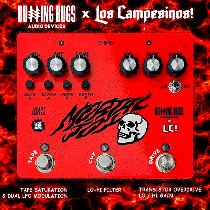 Buzzing Bugs collaborates with Cardiff Band Los Campesinos! for signature Mortal Joy Lo-Fi style Overdrive, Filter and Tape Saturation / Modulation Pedal