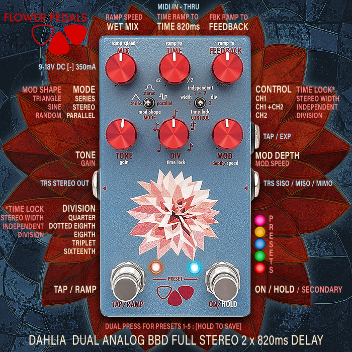 Guitar Pedal X - News - The Flower Pedals Dahlia Dual Analog BBD Full ...