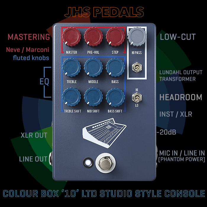 JHS celebrates 10 Years of its Colour Box Studio Style Console Pedal with a new '10' Grey colourway edition with additional features