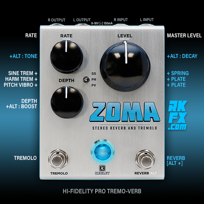 Keeley rolls out its most Hi-Fidelity Pedal to date - the Zoma Stereo Reverb and Tremolo