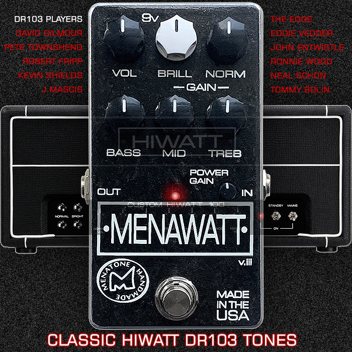 Brian Mena revives the glory years of the legendary British Hiwatt DR103 Custom 100 Amplifier - with his superb MenaWatt compact edition Preamp Pedal