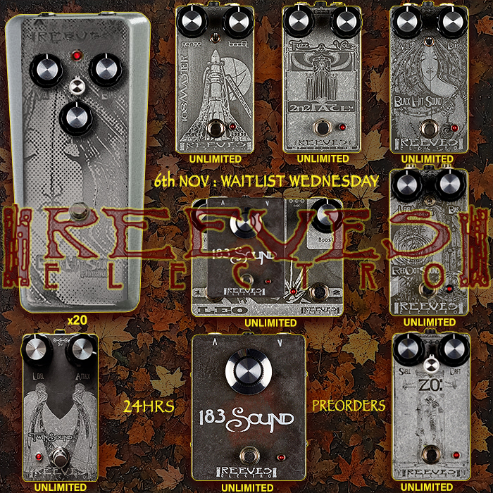 Reeves Electro's Autumn / Fall Special 24 Hour Pre-Orders Waitlist Wednesday starts as soon as you see this post!