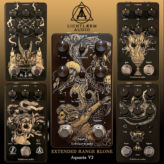 The Aquaria V2 Extended Range Klone is my 5th Lichtlaerm Audio gain pedal, and it is beautifully versatile with its 10 controls