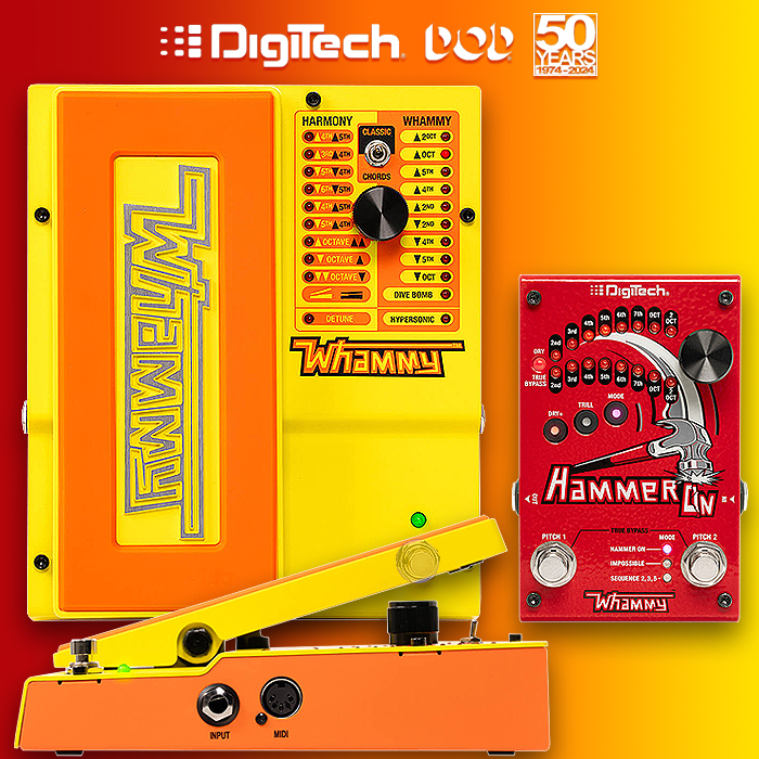 DigiTech unveils 2 new Products for NAMM 2025, the MonoNeon Signature V5 Whammy, and brand new 7-in-1 HammerOn smart Dual Pitch-Shifter and Harmonizer