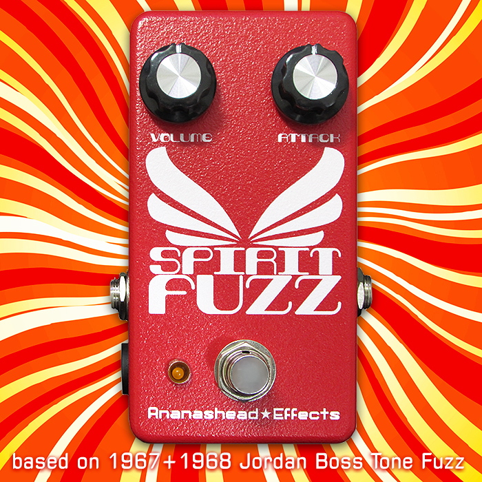 Ananashead's new Spirit Fuzz is a superb take on the 2 earliest models of the Jordan Boss Tone Plug-in Fuzz - as used by Spirit's Randy California