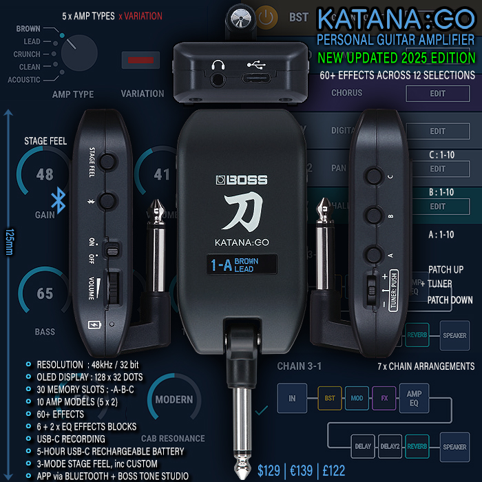 The Boss Katana : GO - Personal Guitar Amplifier / Headphone Amp is Back!