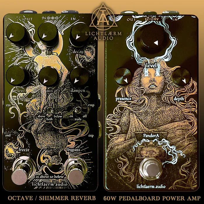 Two cool new Lichtlaerm devices have arrived at Joe's Pedals - the As Above So Below Octave and Shimmer Reverb, and the 60W PandorA Pedalboard Power Amp