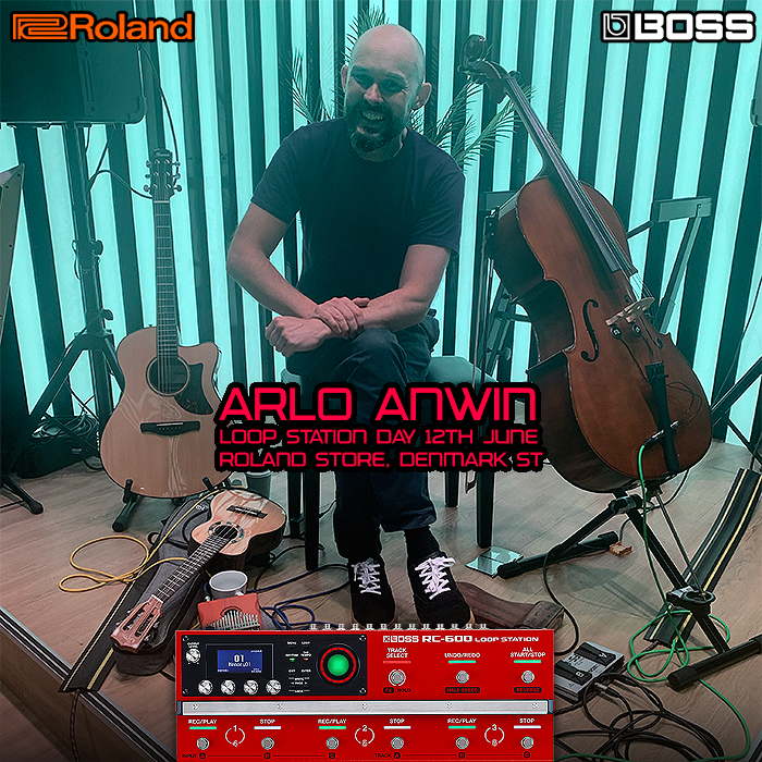 Arlo Anwin holds court at Roland's Denmark Street Store - with a unique mix of Demo, Interactive Tutorial, Masterclass and Gig - based on the flagship Boss Loop Station