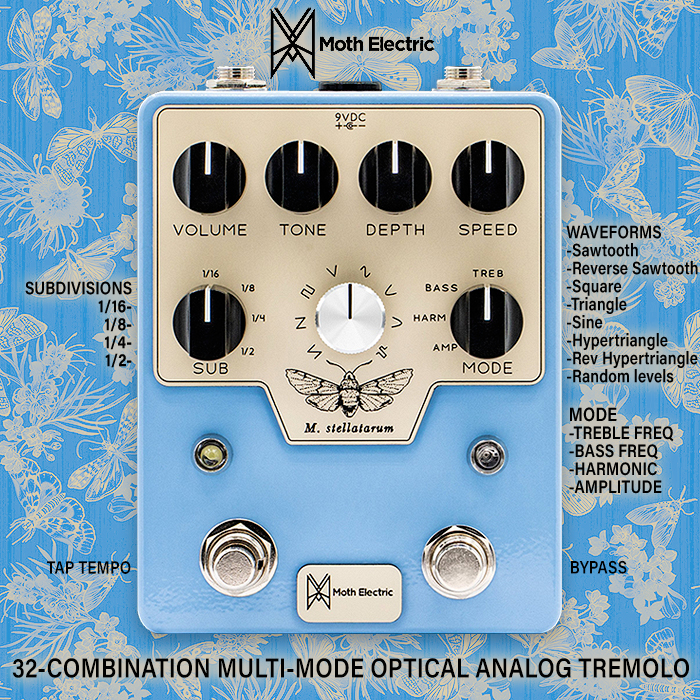 Moth Electric unleashes its best pedal to-date with the M. Stellatarum 32-Combination Multi-Mode Optical Analog Tremolo