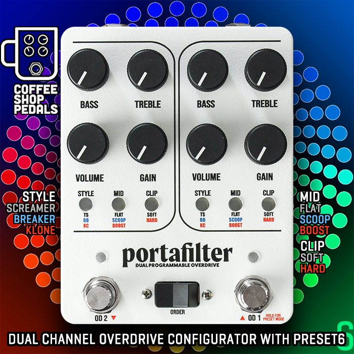 Coffee Shop's 4th official pedal - the Portafilter Dual Channel Programmable Overdrive truly knocks it out of the park!