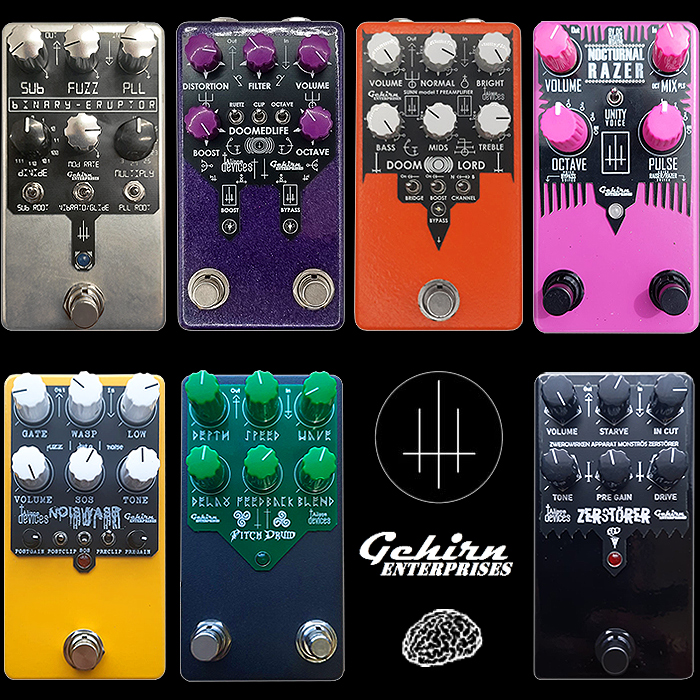 A selection of 7 of the best Gehirn Enterprises Compact Pedals - out of Tasmania