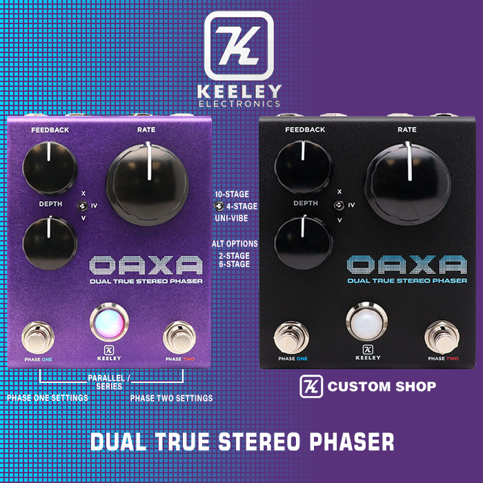 Keeley Electronics releases Oaxa Dual True Stereo Phaser - in the same enclosure as its Halo Core, Rotary, and Zoma Pedals