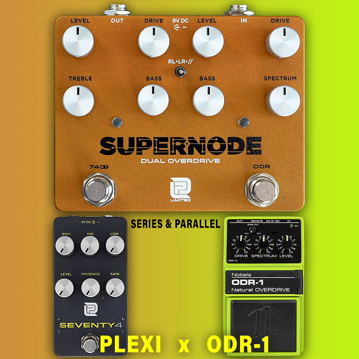 LPD Pedals melds Super Lead Plexi and Nobels ODR-1 flavours together in the one Series and Parallel Mode Supernode Dual Overdrive / Distortion