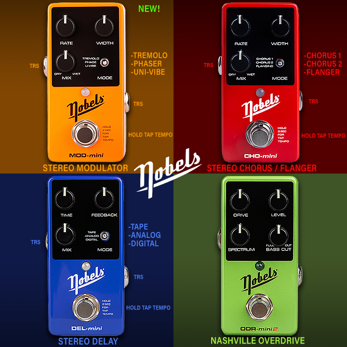 Nobels' 4th Mini Pedal - the MOD-mini delivers 3 flavours of Stereo Modulation - Tremolo, Phaser, and Uni-Vibe