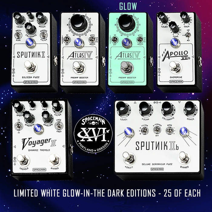 Spaceman Effects releases Limited White Glow-in-the-Dark Editions - 25 each of 5 of its most popular pedals - just in time for Halloween!