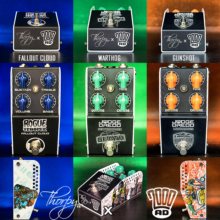 ThorpyFX Collaborates with Legendary Comic Imprint 2000AD for 3 Special Editions of its most popular pedals - Rogue Trooper (Fallout Cloud), Judge Dread Deathbringer (Warthog), Judge Dredd Lawbringer (Gunshot)