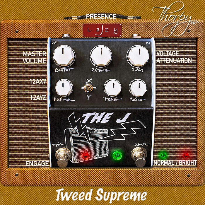 Thorpy's 'The J' Dual Channel Preamp take on the Lazy J 20 is his most exquisitely richly textured overdrive to date - indeed a Tweed Supreme!