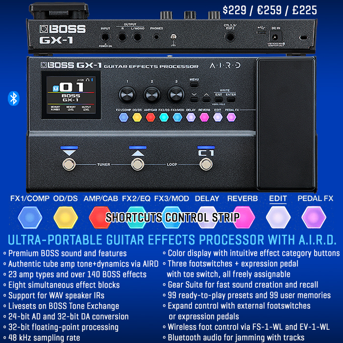 Boss delivers super accessible and compact entry-level GX-1 Guitar Effects Processor with a really smart quick access control interface