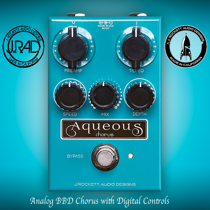 J Rockett unleashes gorgeous looking Aqueous Analog BBD Chorus with 5 Digital Controls for maximum impact