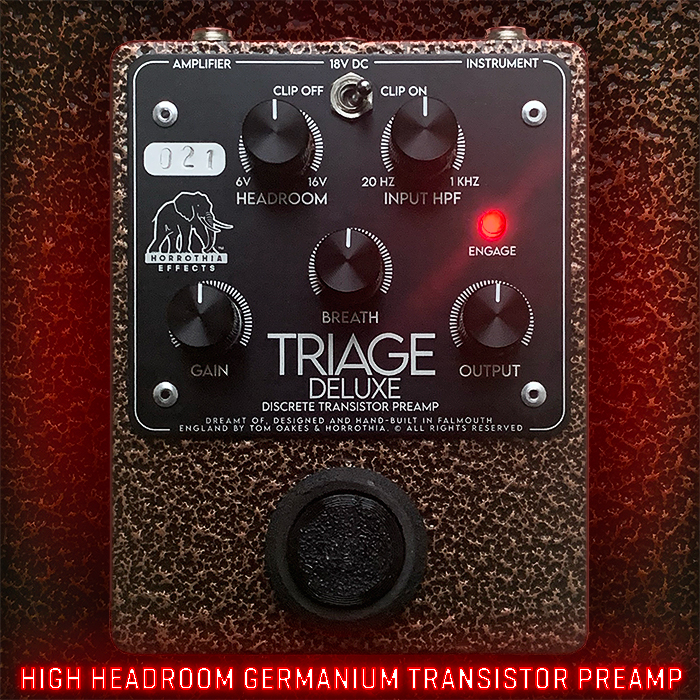 Horrothia delivers a killer zingy and vibrant textured Germanium Diodes Edition of its already exceptional Triage Deluxe High-Headroom Transistor Preamp