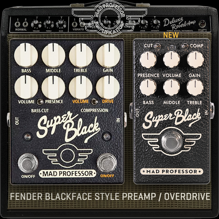 Mad Professor shrinks down its Super Black Classic Fender Amp style Preamp / Overdrive to Compact Enclosure