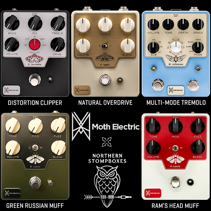 USA's fabulous Moth Electric Pedals are now available in the UK courtesy of Northern Stompboxes
