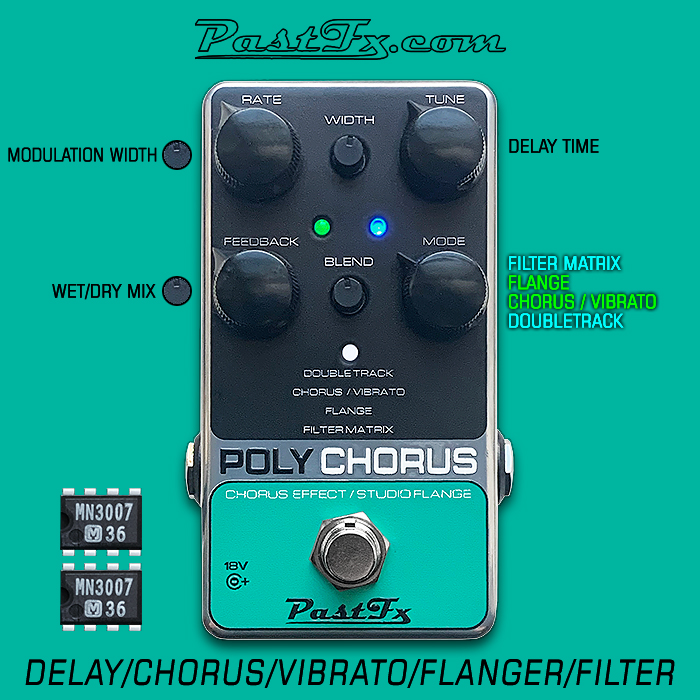 PastFX unleashes another classic with its elevated and compact 4-Mode PolyChorus Analog MN3007 BBD Multi-Modulator