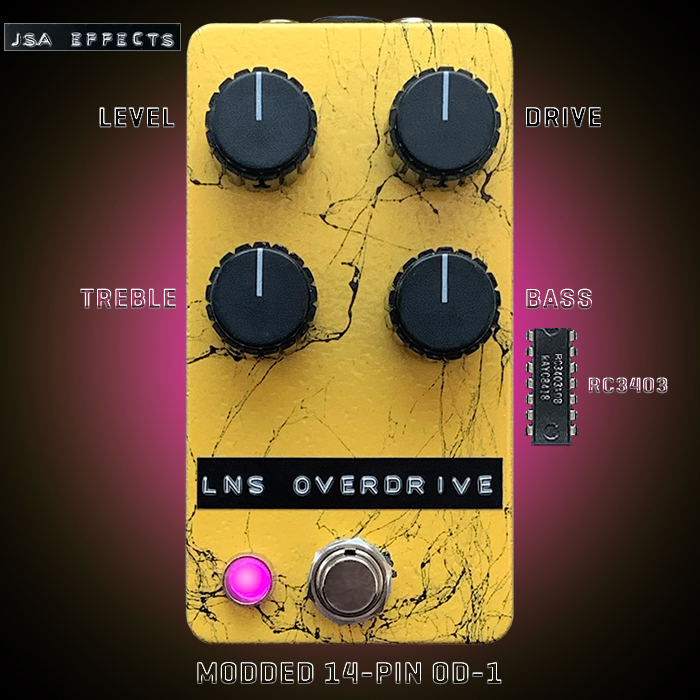 JSA Effects LNS Overdrive is a superb extended range modified take on the venerable original 14-Pin Boss OD-1 OverDrive